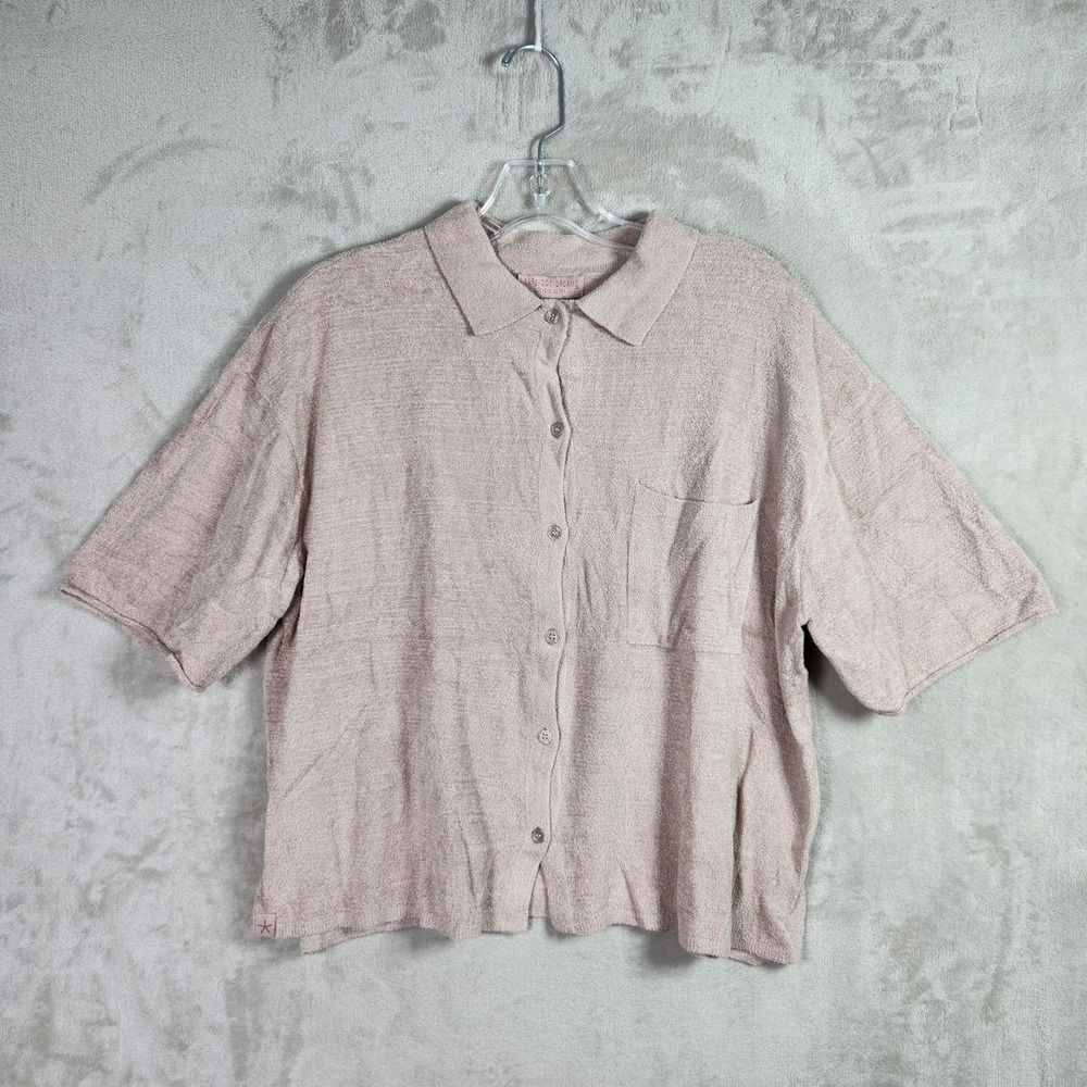 Barefoot Dreams Shirt Large Faded Rose CozyChic Ultra Lite Short Sleeve A635737